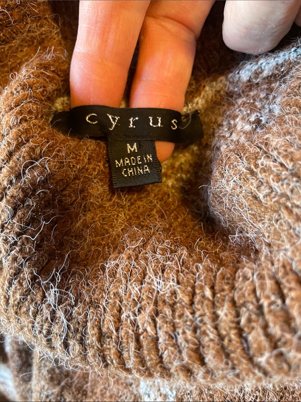 Cyrus Brown Windowpane Mock Neck Wool Blend Sweater Size Medium - Picture 6 of 9